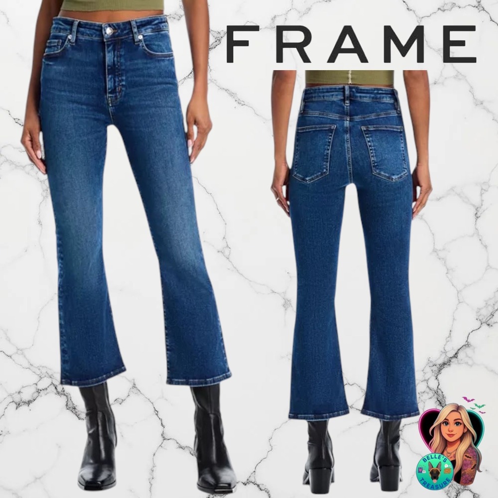 FRAME Le Crop Mini Boot Jeans Blue Dark Wash High Rise Denim Women's 27